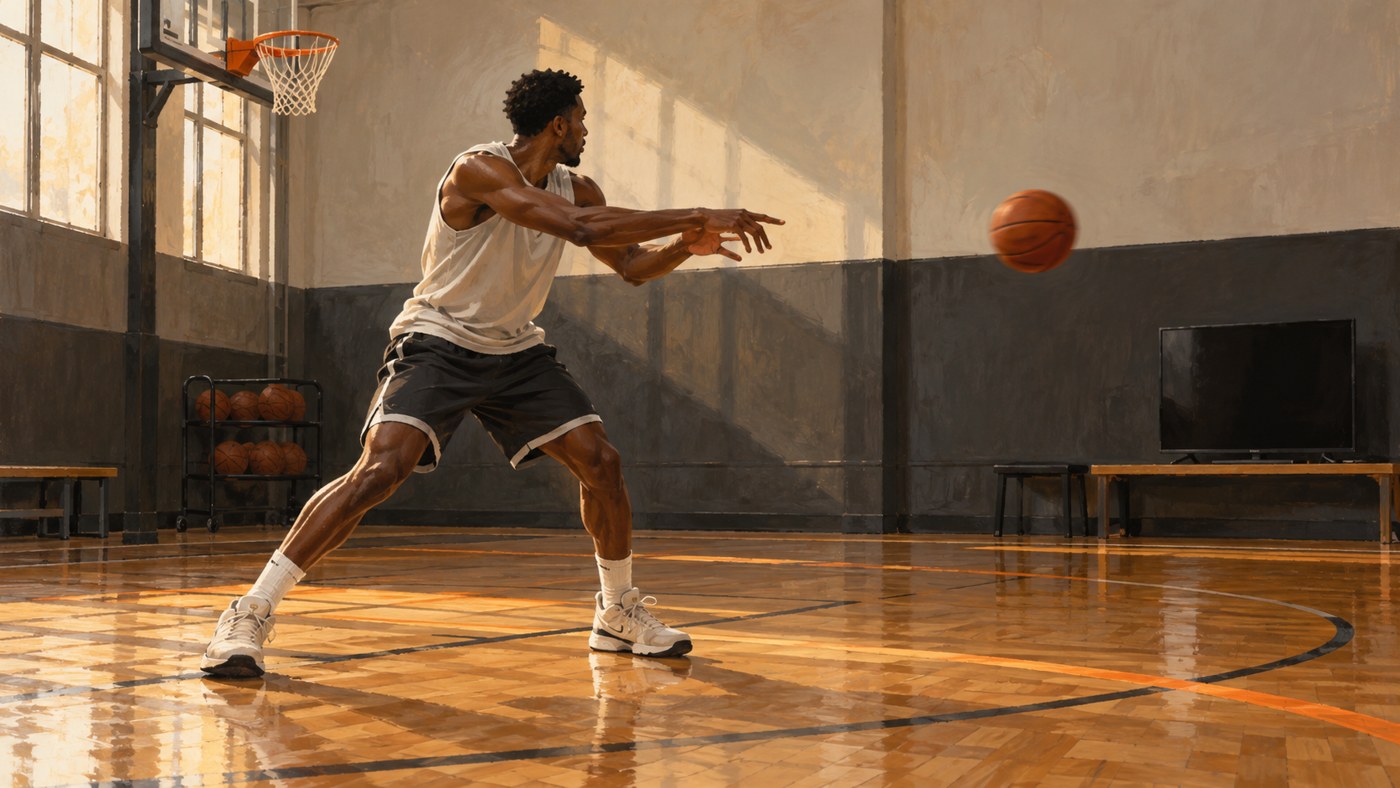 Basketteur anonyme organisant le jeu avec une passe.